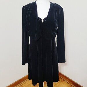 Vtg Velvet Dress With Jacket Size 12 Med Fashion Bug Stretchy Midi Formal NWT